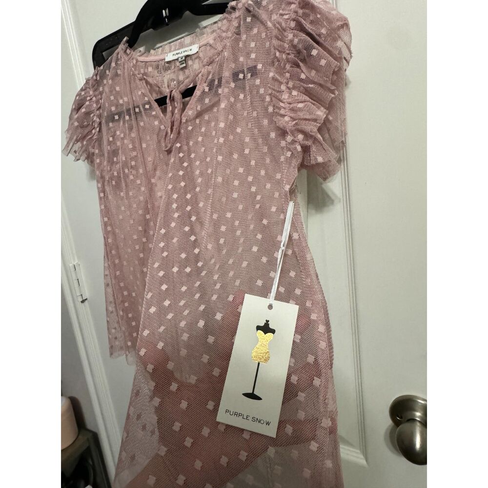 Purple snow pink see through lose flowy top size M new with tags